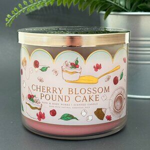 BBW Cherry Blossom Pound Cake Bath & Body Works 3 Wick Candle